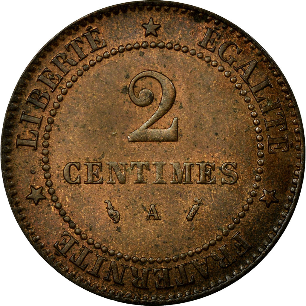 Monnaie, France, Cérès, 2 Centimes, 1886, Paris, SUP, Bronze, KM:827.1