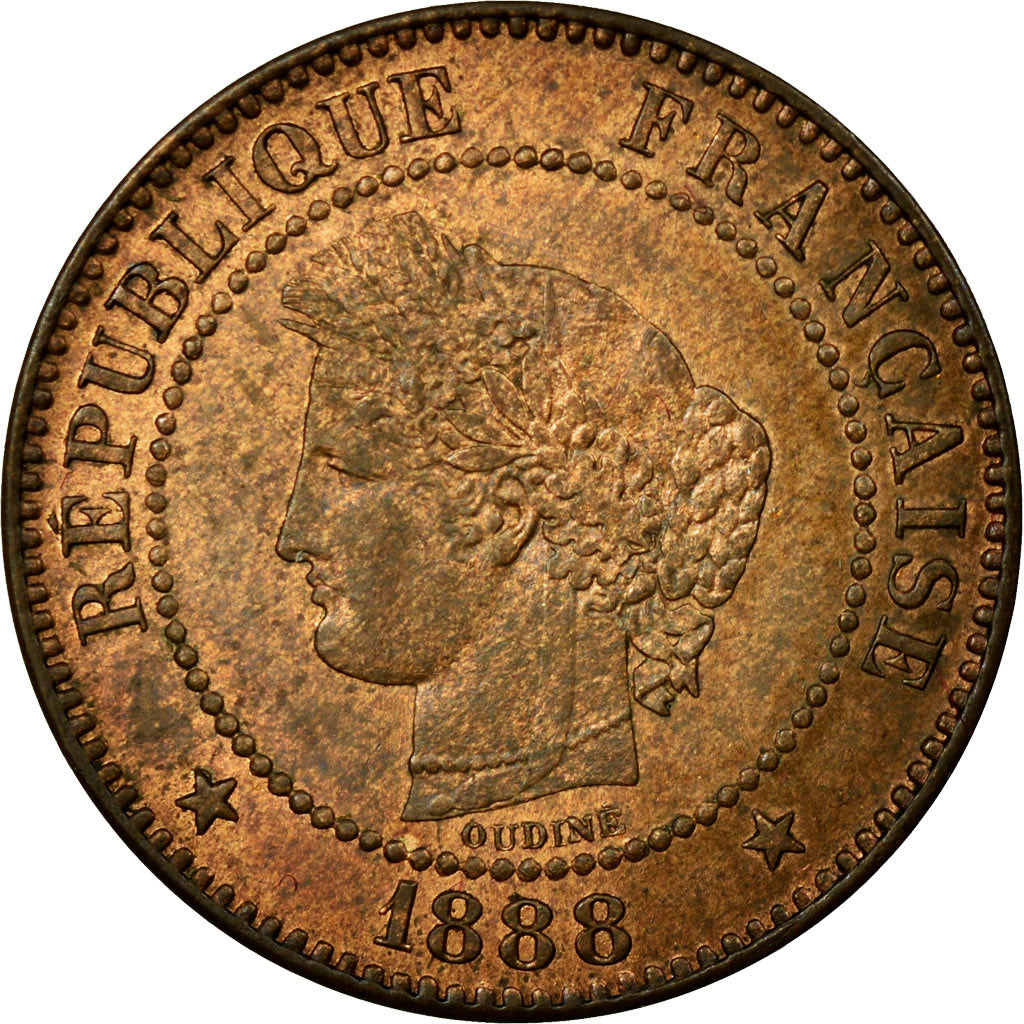 Monnaie, France, Cérès, 2 Centimes, 1888, Paris, SUP, Bronze, KM:827.1