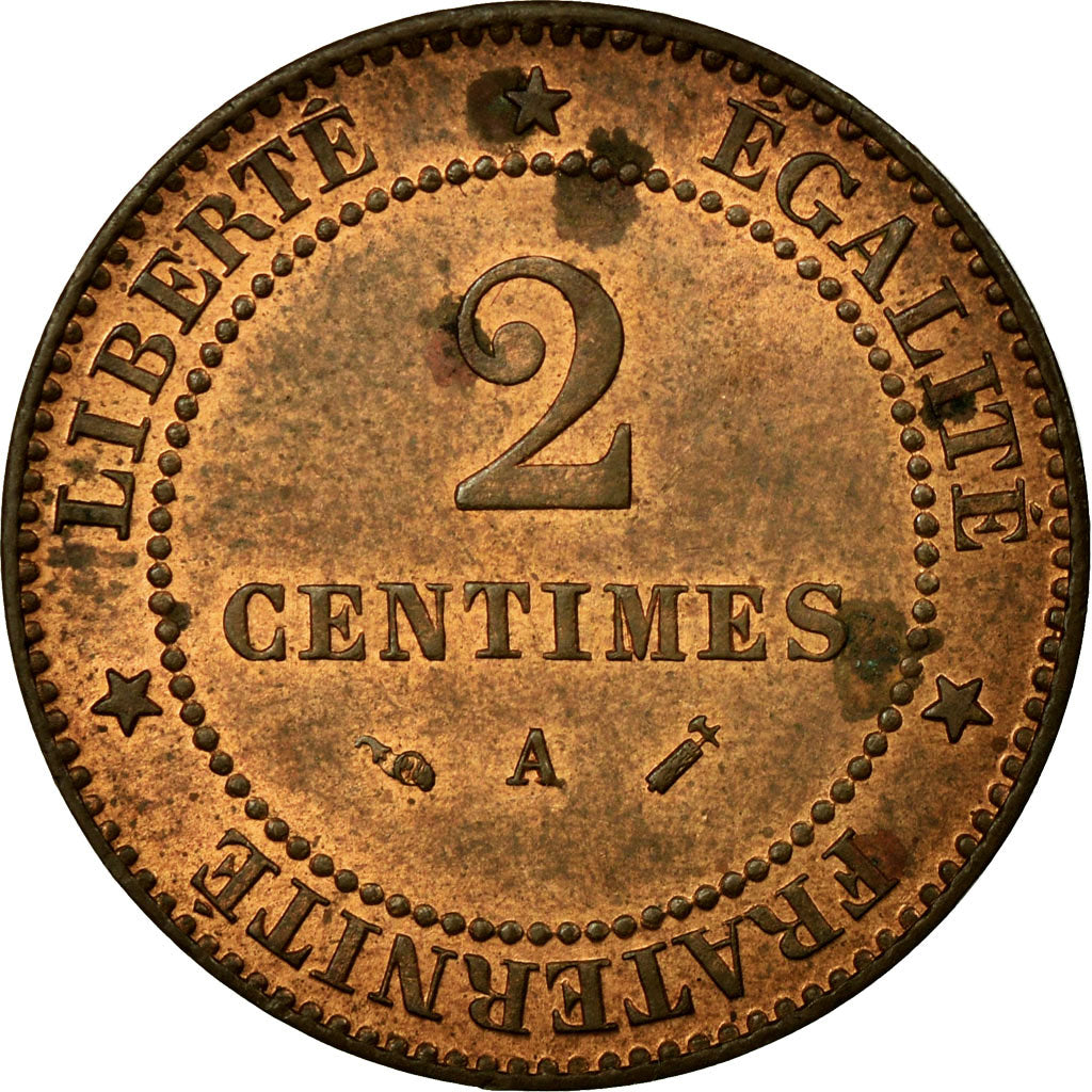 Coin, France, Cérès, 2 Centimes, 1888, Paris, MS(60-62), Bronze, KM:827.1