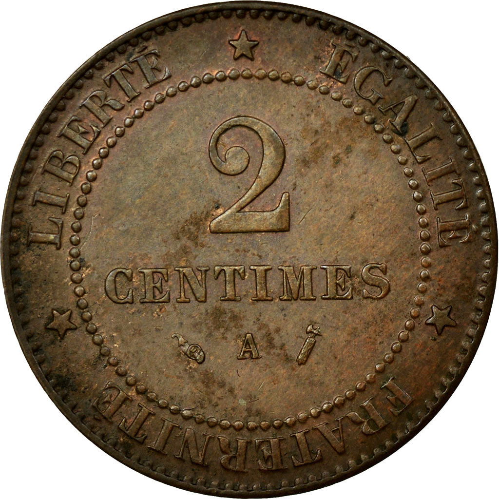 Monnaie, France, Cérès, 2 Centimes, 1889, Paris, SUP, Bronze, KM:827.1