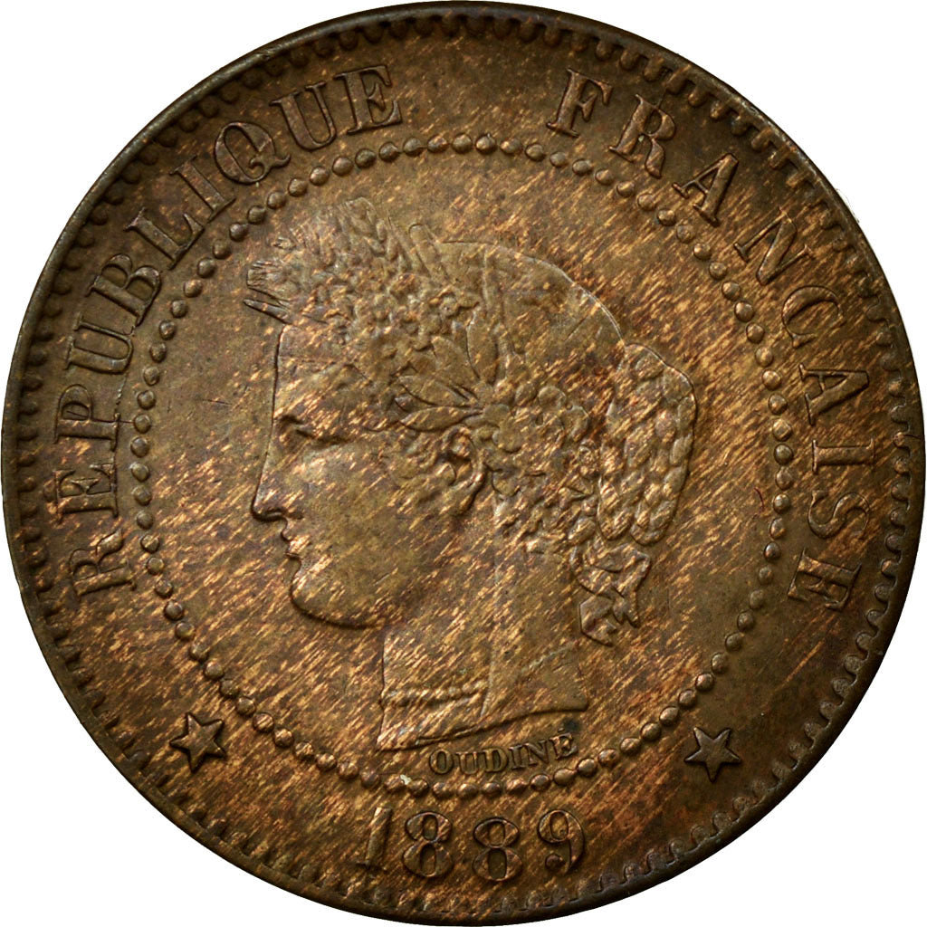 Coin, France, Cérès, 2 Centimes, 1889, Paris, AU(50-53), Bronze, KM:827.1