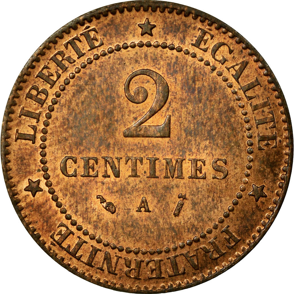 Coin, France, Cérès, 2 Centimes, 1889, Paris, MS(60-62), Bronze, KM:827.1