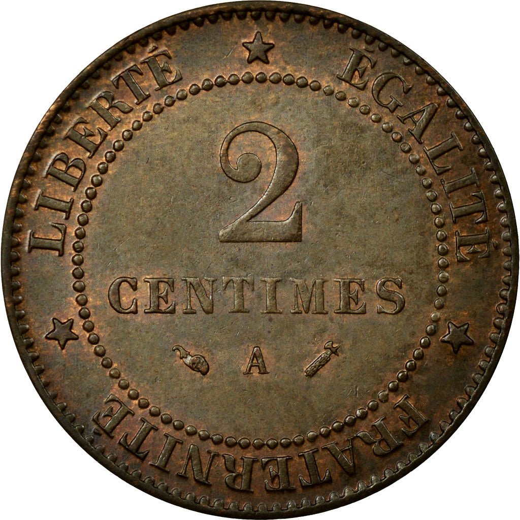 Coin, France, Cérès, 2 Centimes, 1890, Paris, MS(60-62), Bronze, KM:827.1