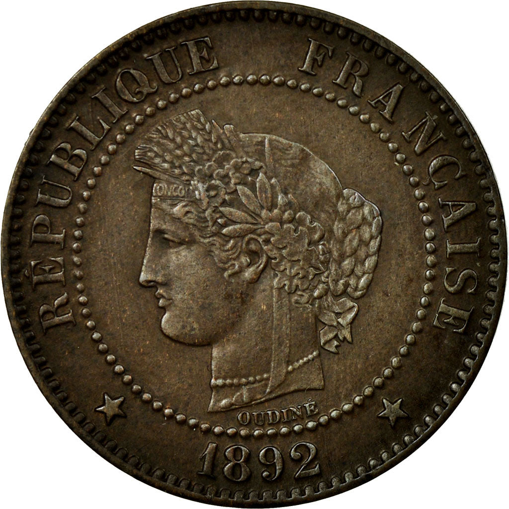 Coin, France, Cérès, 2 Centimes, 1892, Paris, AU(55-58), Bronze, Gadoury:105