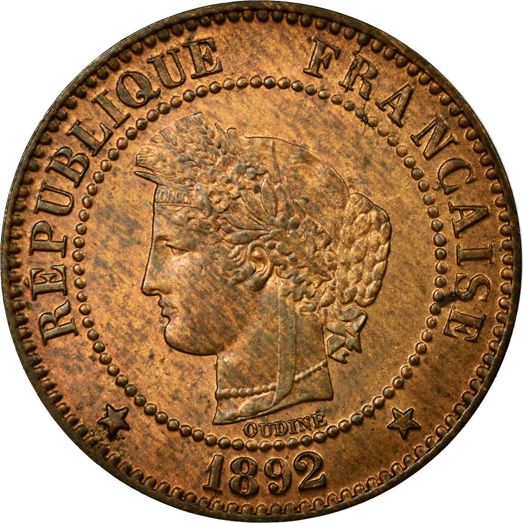 Monnaie, France, Cérès, 2 Centimes, 1892, Paris, SUP+, Bronze, Gadoury:105