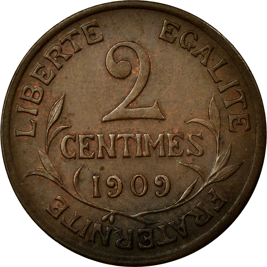 Moneta, Francja, Dupuis, 2 Centimes, 1909, Paris, AU(55-58), Bronze, KM:841