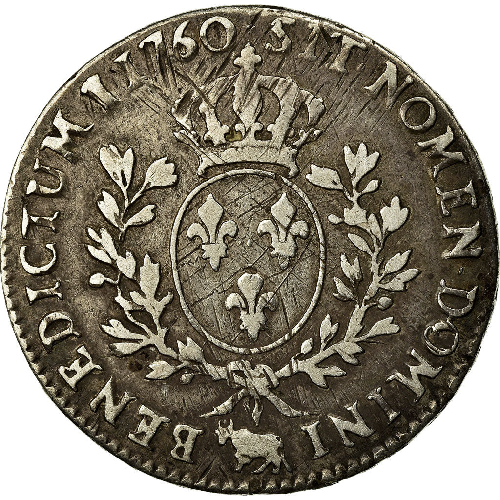 Francja, Louis XV, Écu de Béarn au bandeau, 1760, Pau, Srebro, VF(30-35)