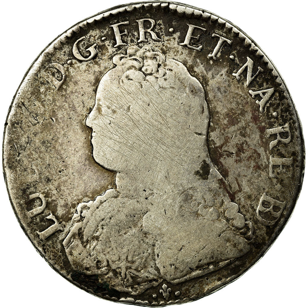 France, Louis XV, Écu de Béarn aux branches d'olivier, 1727, Pau, Silver