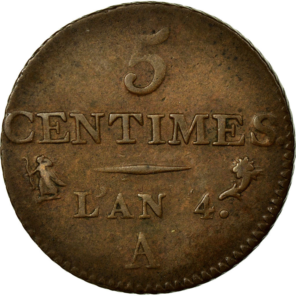 Coin, France, Dupré, 5 Centimes, 1796, Paris, AU(50-53), Bronze, KM:635.1