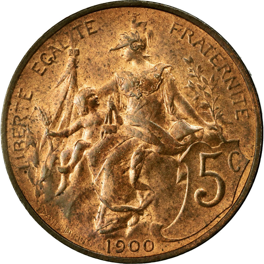 Coin, France, Dupuis, 5 Centimes, 1900, MS(60-62), Bronze, Gadoury:165