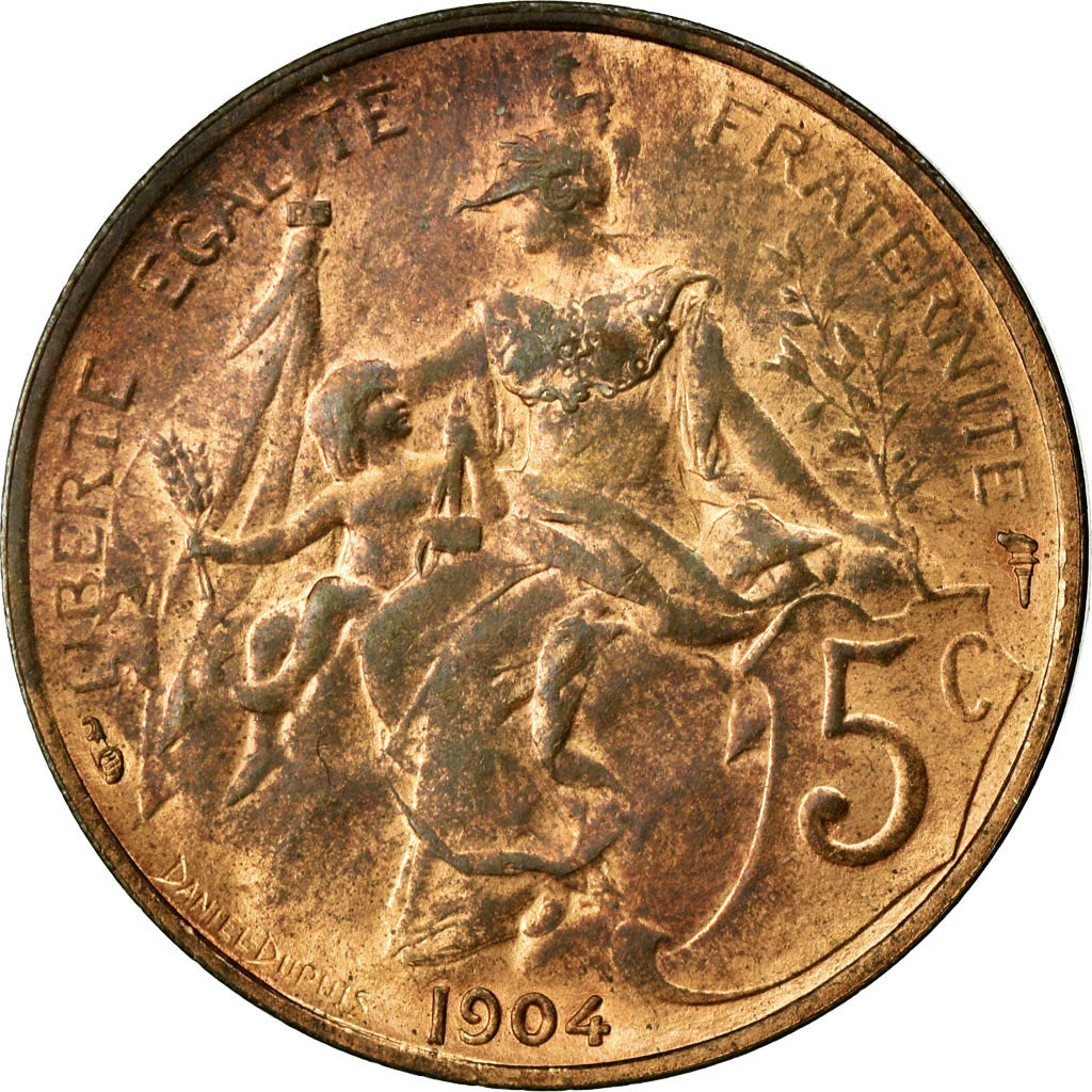 Coin, France, Dupuis, 5 Centimes, 1904, AU(50-53), Bronze, Gadoury:165
