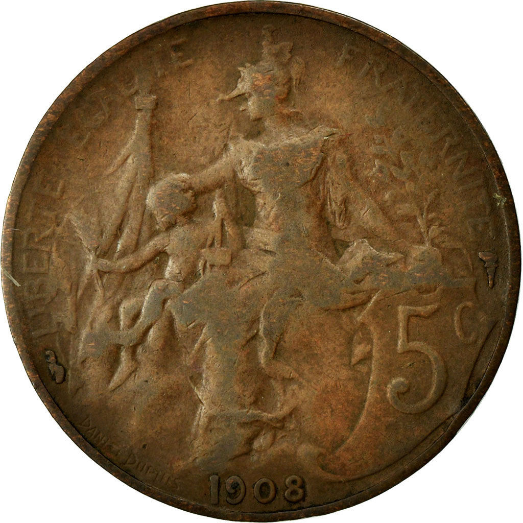 Coin, France, Dupuis, 5 Centimes, 1908, Paris, VF(30-35), Bronze, KM:842