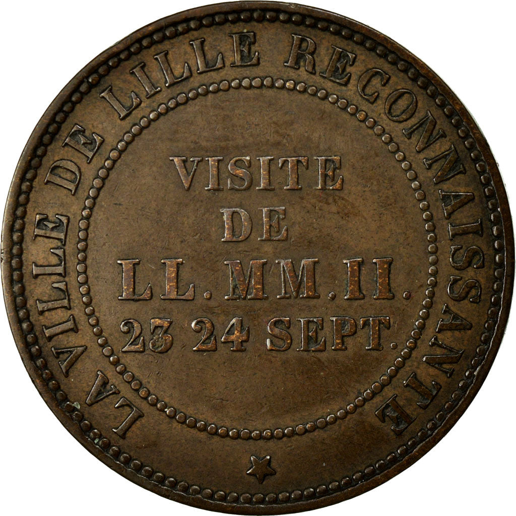 Moneta, Francja, 10 Centimes, 1853, Lille, EF(40-45), Bronze, KM:M24