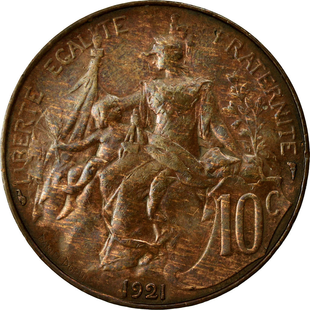 Coin, France, Dupuis, 10 Centimes, 1921, Paris, AU(55-58), Bronze, KM:843
