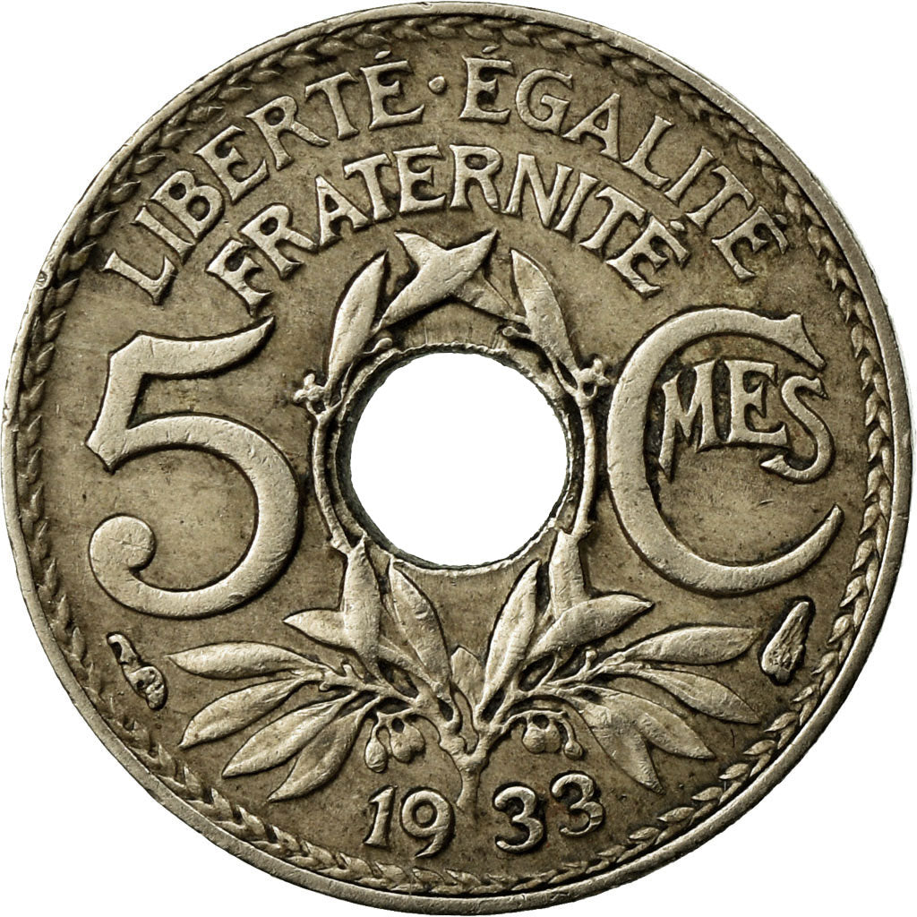 Coin, France, Lindauer, 5 Centimes, 1933, EF(40-45), Copper-nickel, KM:875