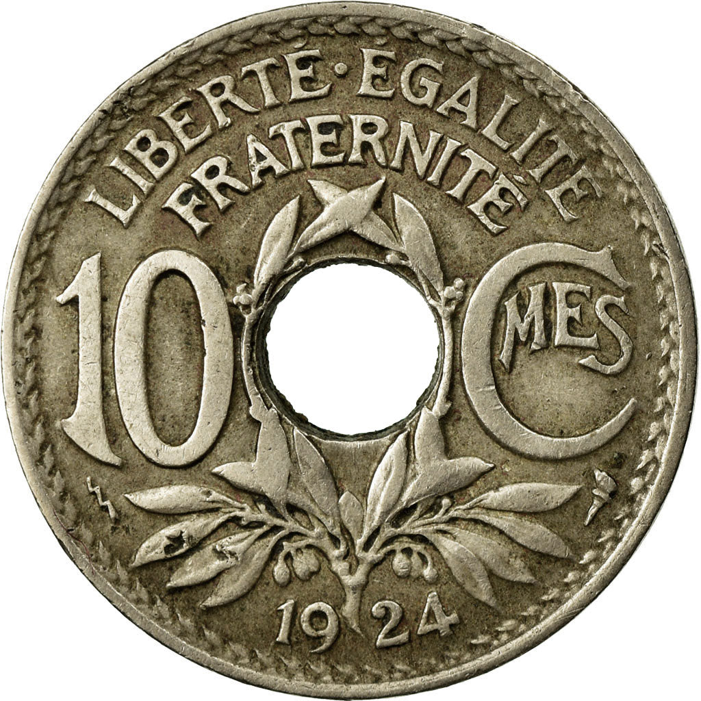 Moneta, Francia, Lindauer, 10 Centimes, 1924, MB+, Rame-nichel, KM:866a