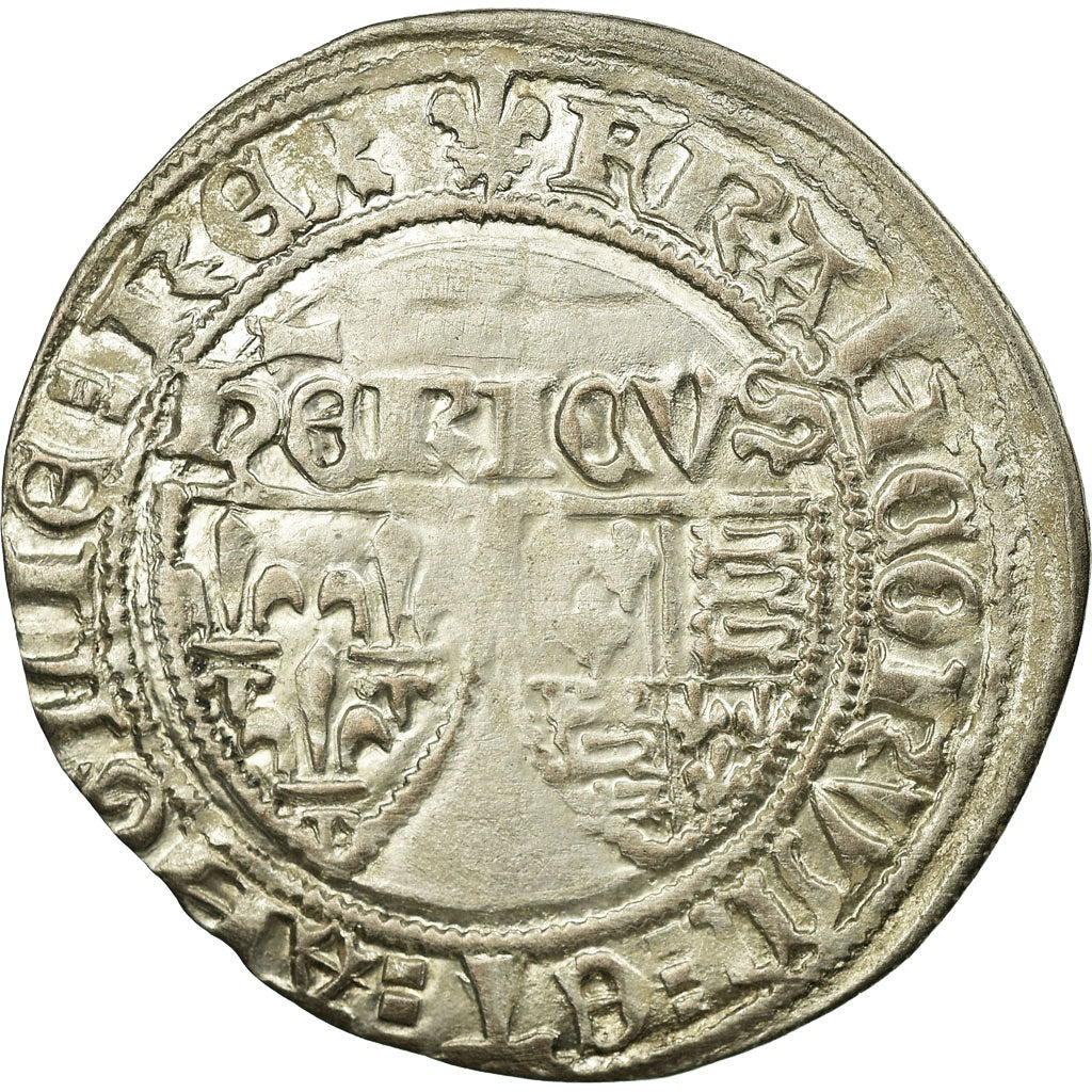 Coin, France, Henri VI, Blanc aux Écus, Saint Lô, AU(50-53), Billon