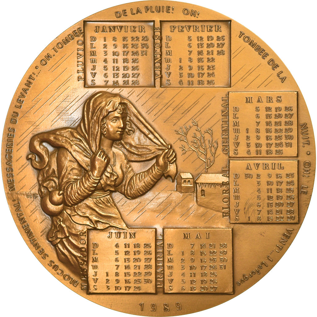 France, Medal, Calendrier Républicain, Paysanne, 1989, Levet, MS(65-70), Bronze