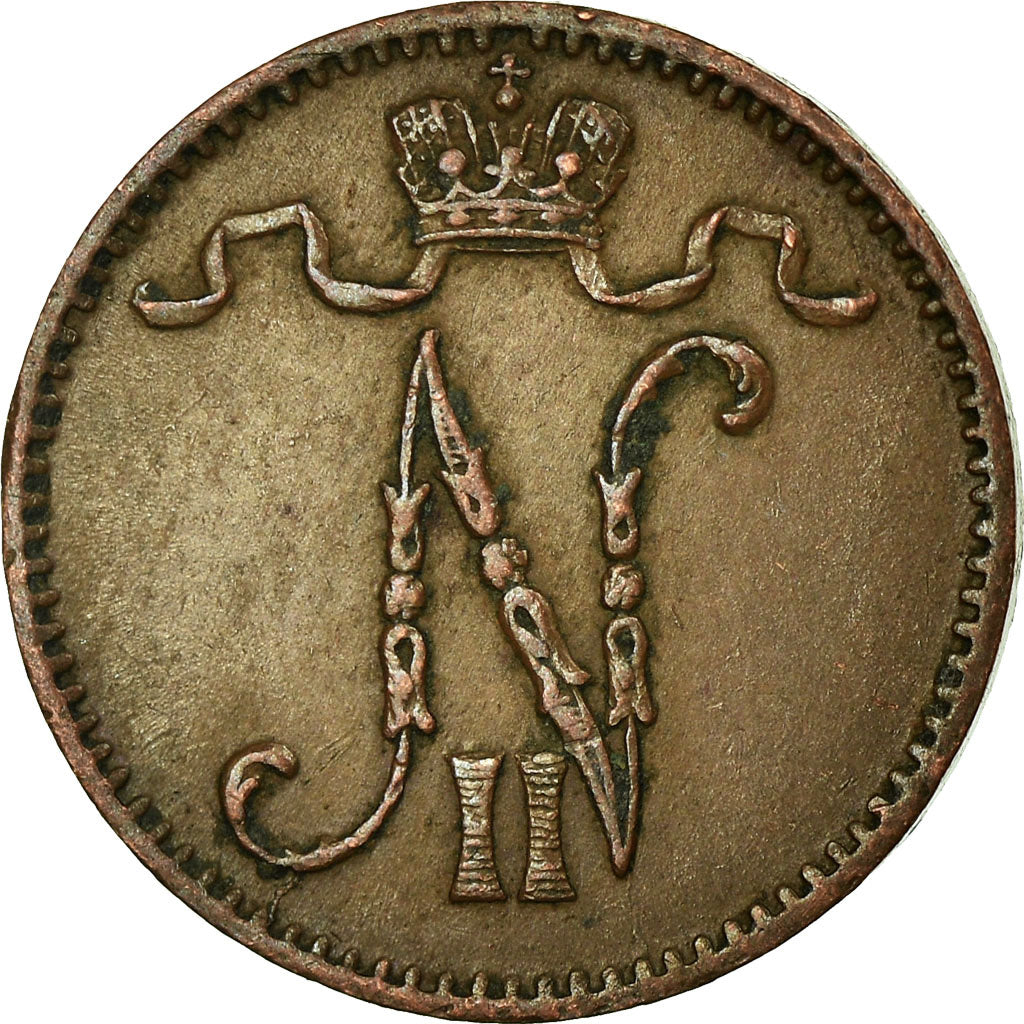 Coin, Finland, Nicholas II, Penni, 1909, AU(50-53), Copper, KM:13