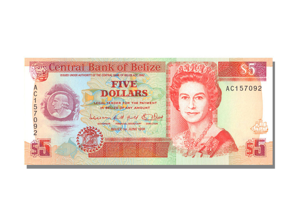 Banknote, Belize, 5 Dollars, 1991, 1991-06-01, KM:53b, UNC(65-70)