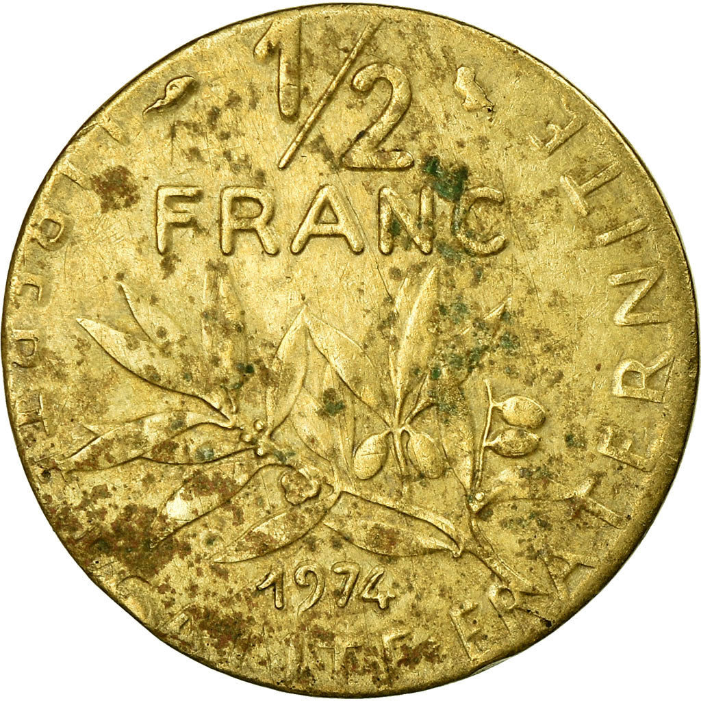 Frankreich, 1/2 Franc, Semeuse, 1974, Paris, Flan de 5 Centimes