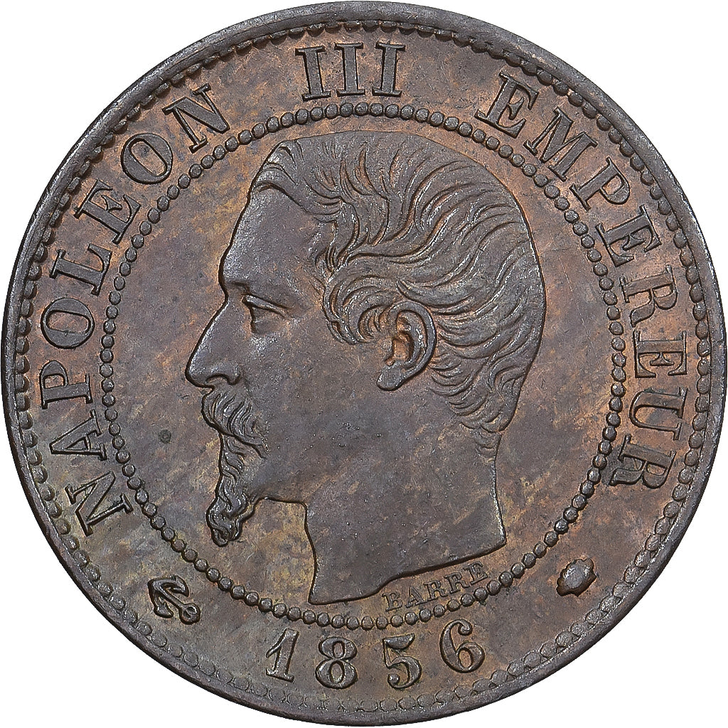 Coin, France, Napoleon III, Centime, 1856, Marseille, Rare, AU(55-58), Bronze