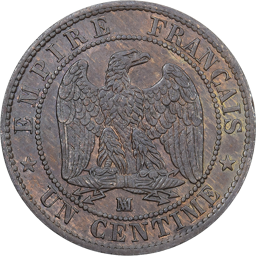 Coin, France, Napoleon III, Centime, 1856, Marseille, Rare, AU(55-58), Bronze
