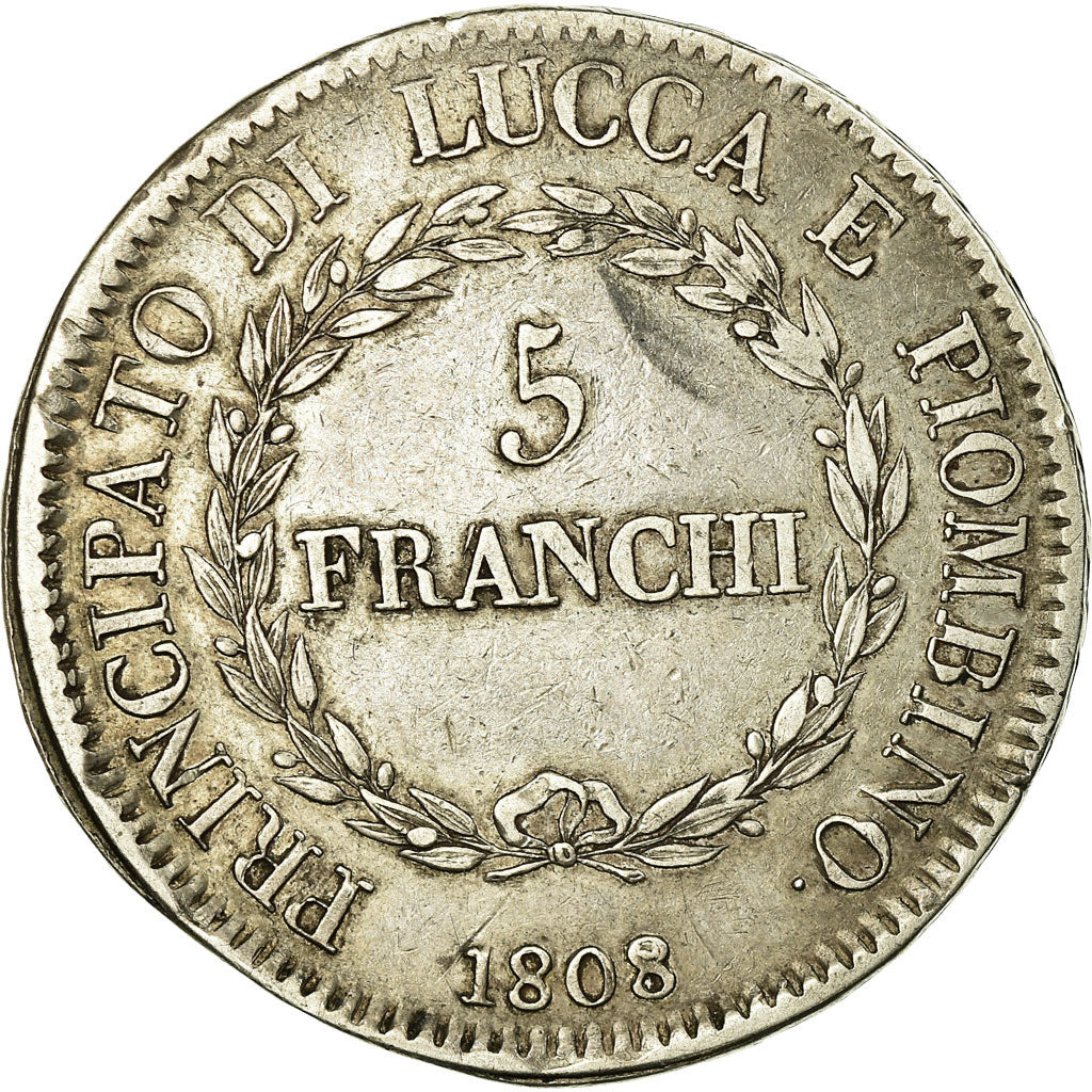 Principality of Lucca and Piombino, Felice and Elisa, 5 Franchi, 1808, Firenze