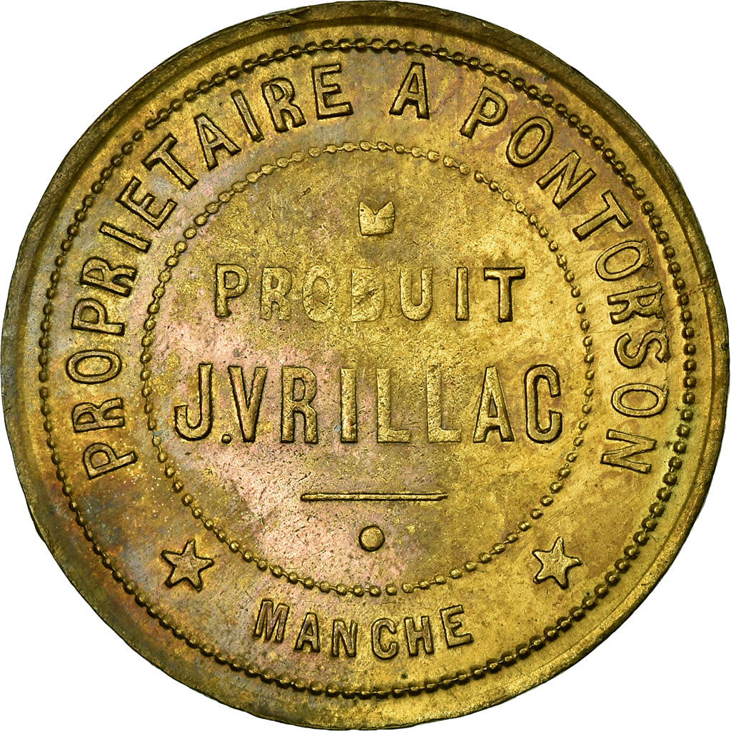 Francia, Token, Produit J. Vrillac, Propriétaire à Pontorson, EBC, Latón