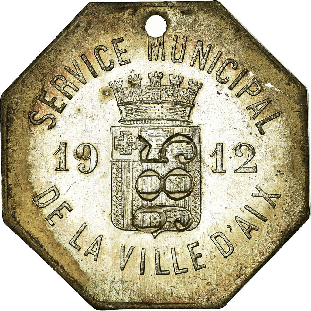 France, Token, Service Municipal de la ville d'Aix, 1912, Aix-en-Provence