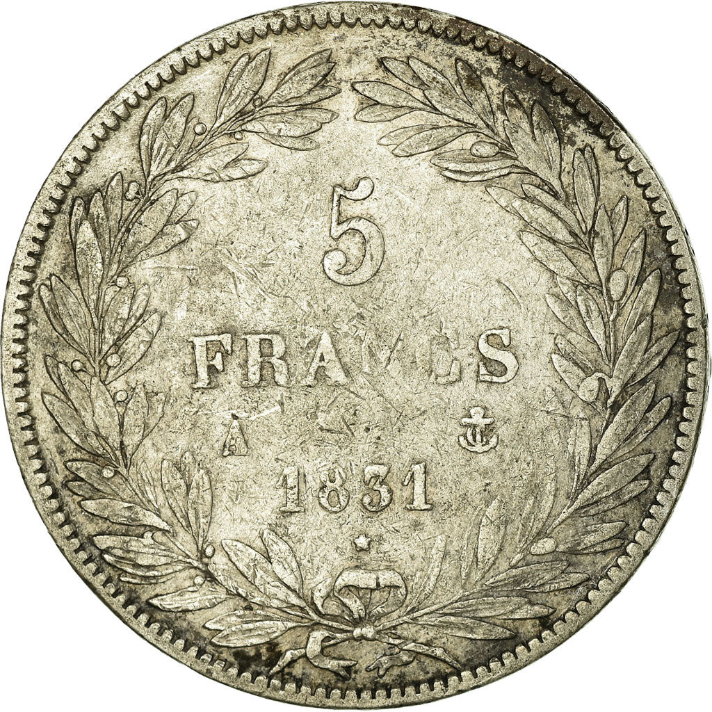 Münze, Frankreich, Louis-Philippe, 5 Francs, 1831, Paris, S+, Silber, KM:736.1