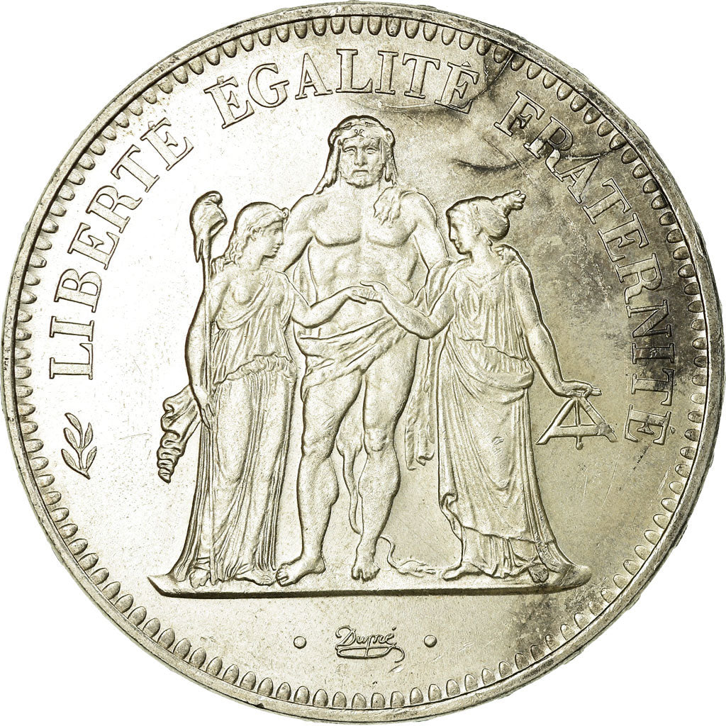 Moneta, Francja, Hercule, 50 Francs, 1974, Wydanie hybrydowe, AU(55-58), Srebro