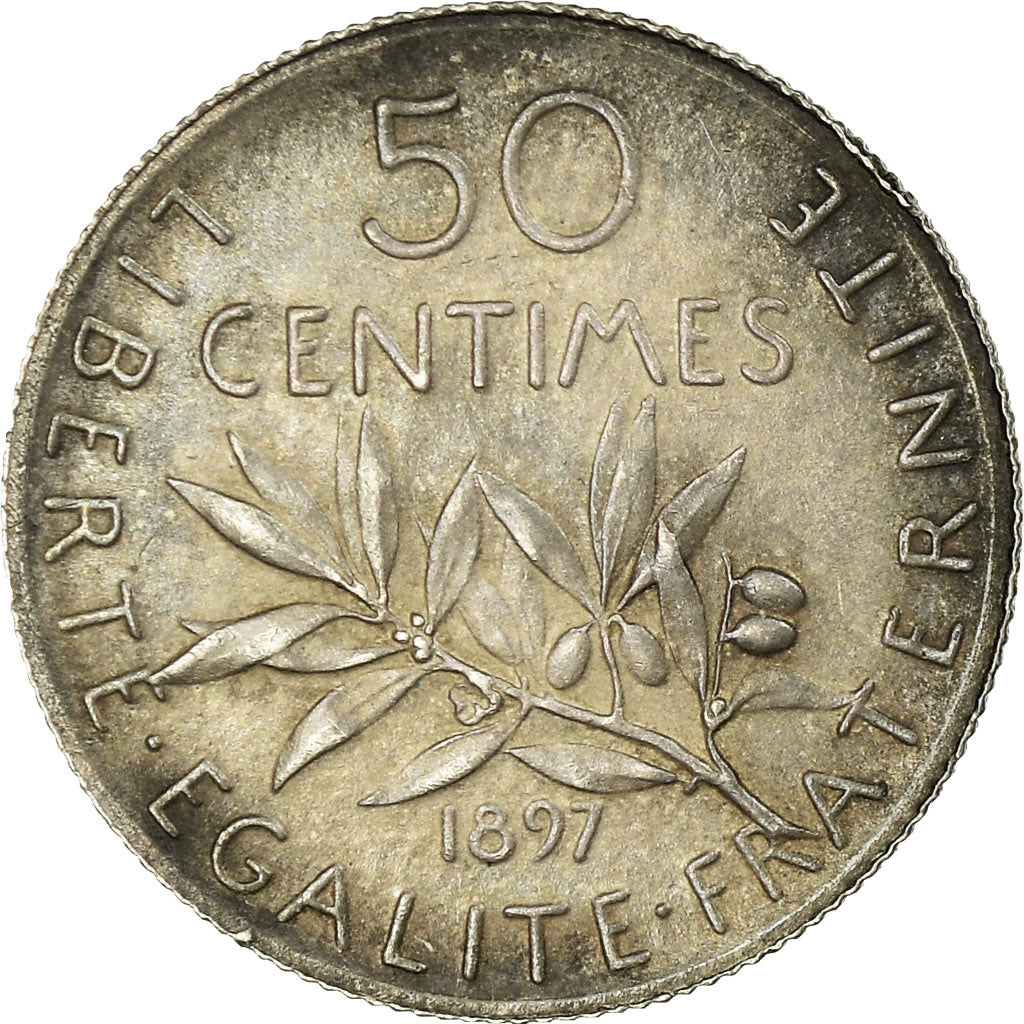 France, 50 Centimes, Semeuse, 1897, Paris, Silver, AU(55-58), Gadoury:420