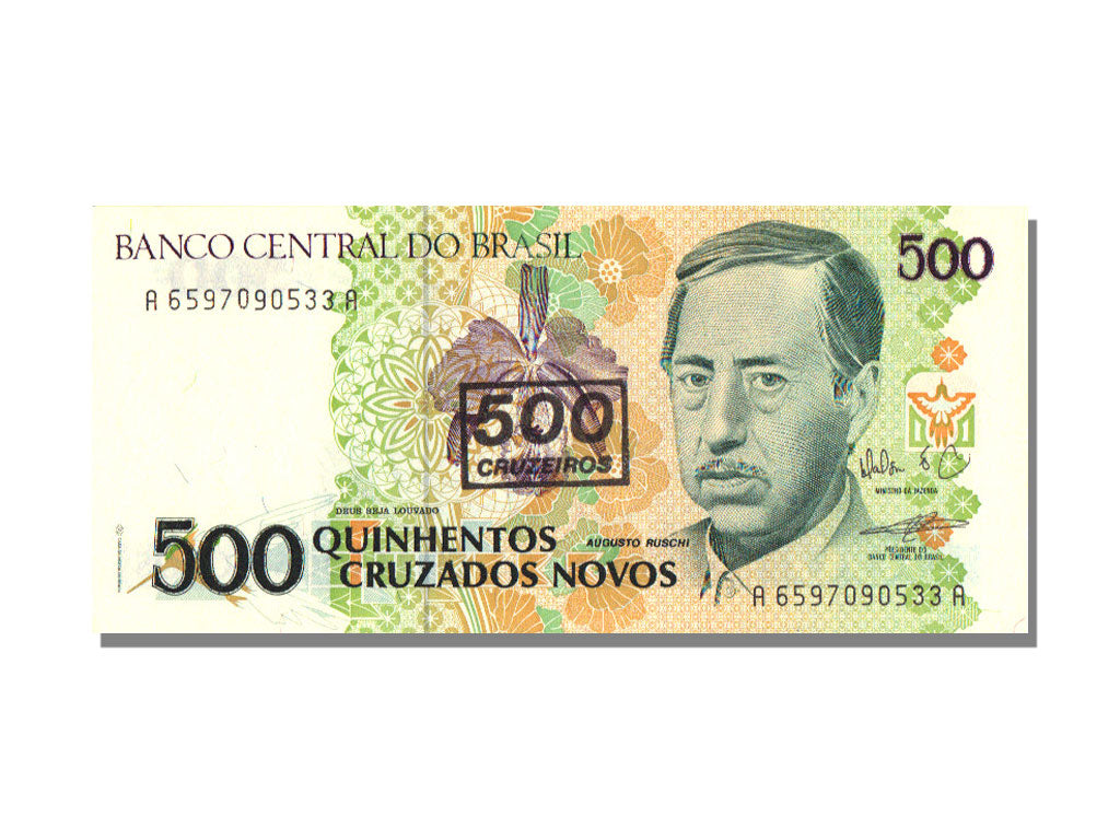 Biljet, Brazilië, 500 Cruzeiros on 500 Cruzados Novos, KM:226b, NIEUW