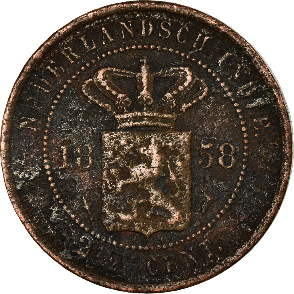 Moneda, INDIAS ORIENTALES HOLANDESAS, Wilhelmina I, 2-1/2 Cents, 1858, Utrecht