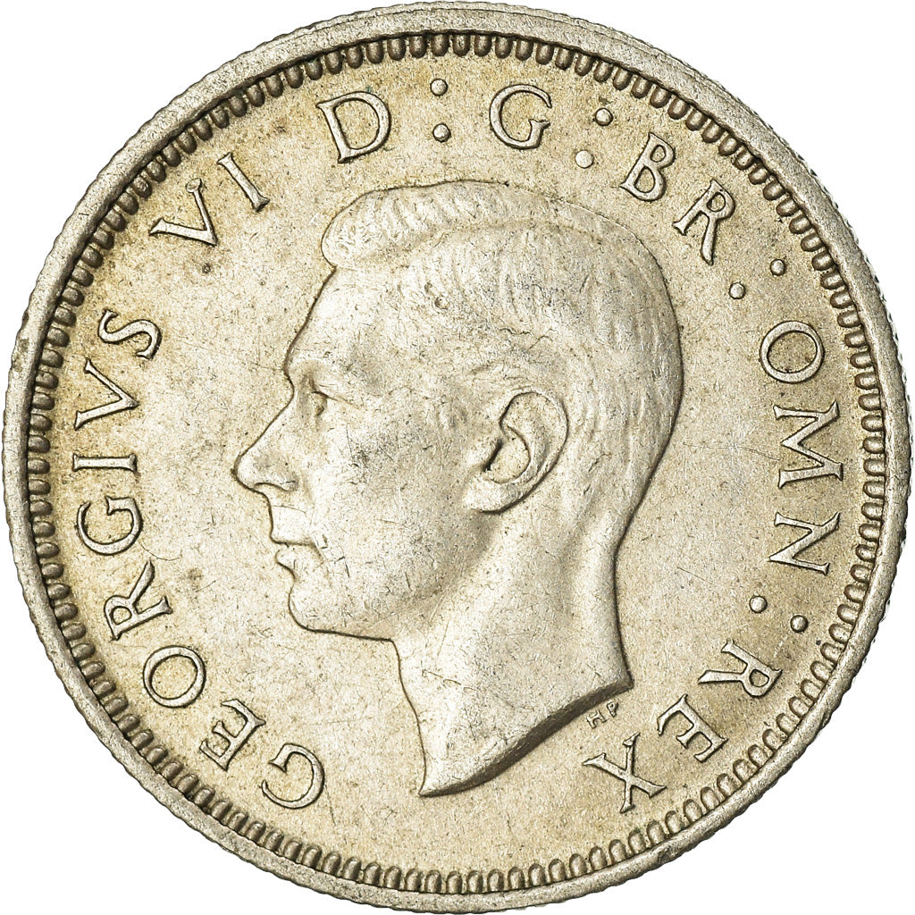 Moeda, Grã-Bretanha, George VI, 6 Pence, 1944, AU(55-58), Prata, KM:852