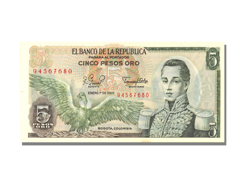 Banknote, Colombia, 5 Pesos Oro, 1980, 1980-01-01, KM:406f, UNC(65-70)