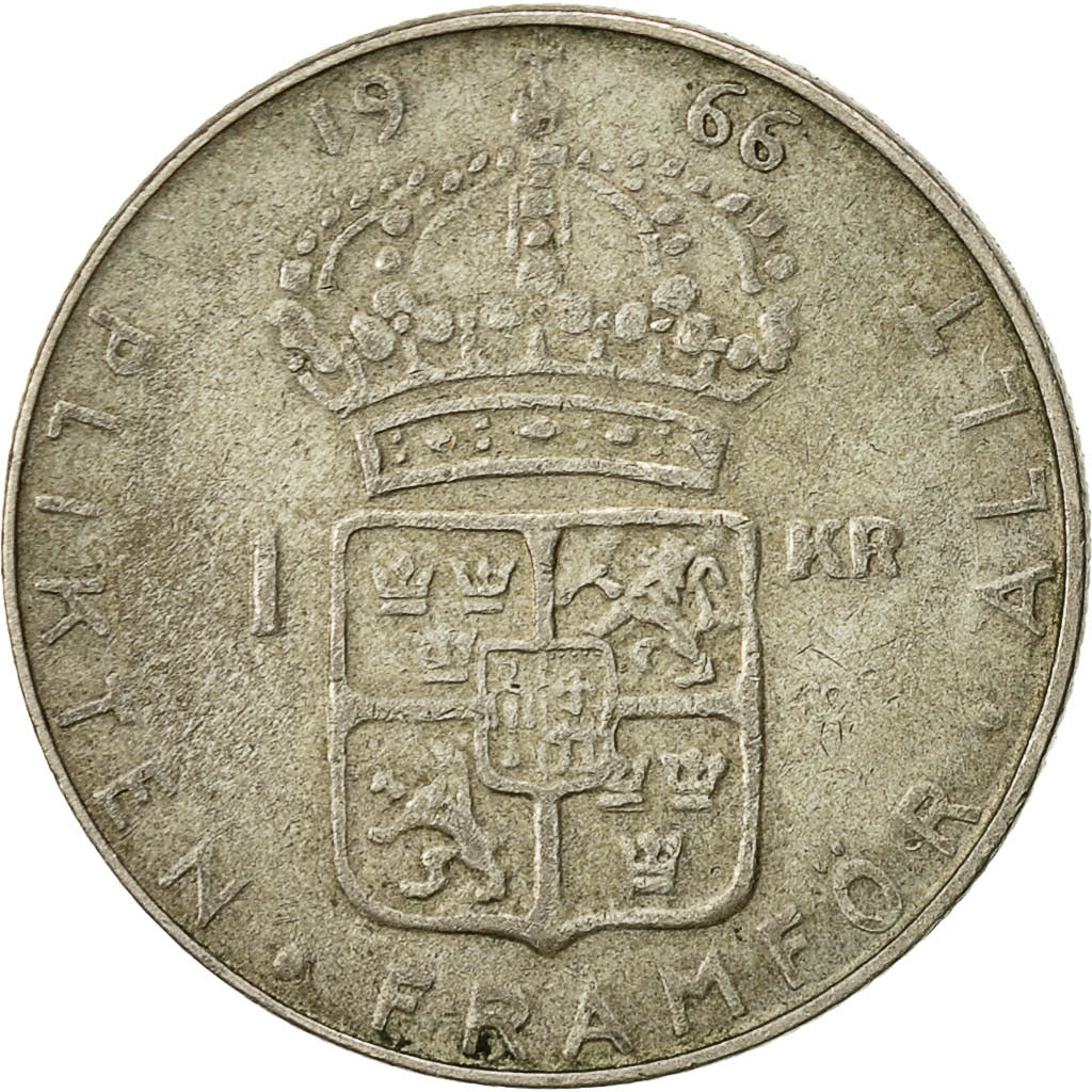 Coin, Sweden, Gustaf VI, Krona, 1966, EF(40-45), Silver, KM:826