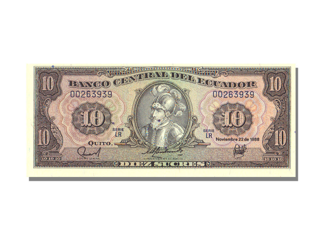 Banknote, Ecuador, 10 Sucres, 1988, 1988-11-22, KM:121, UNC(65-70)