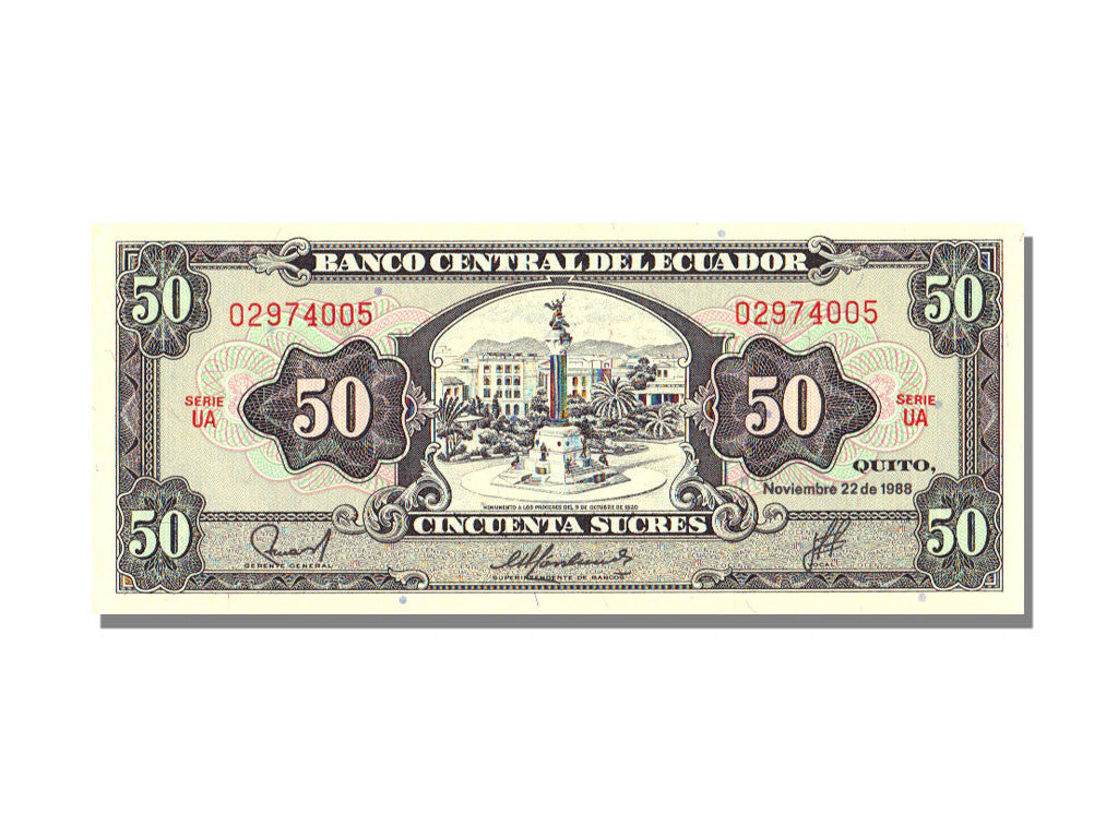 Billete, 50 Sucres, 1988, Ecuador, KM:122a, 1988-11-22, UNC