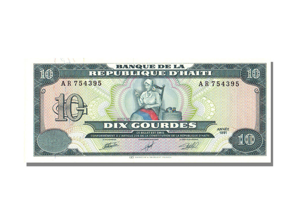 Banknote, Haiti, 10 Gourdes, 1991, KM:256a, UNC(65-70)