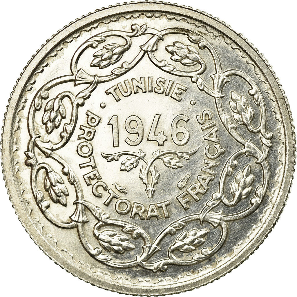 Tunisia, Muhammad al-Amin Bey, 10 Francs, AH 1366/1946, Paris, Silver, MS(60-62)