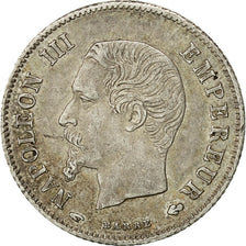 França, Napoleon III, 20 Centimes, 1858, Paris, Prata, EF(40-45), Gadoury:305