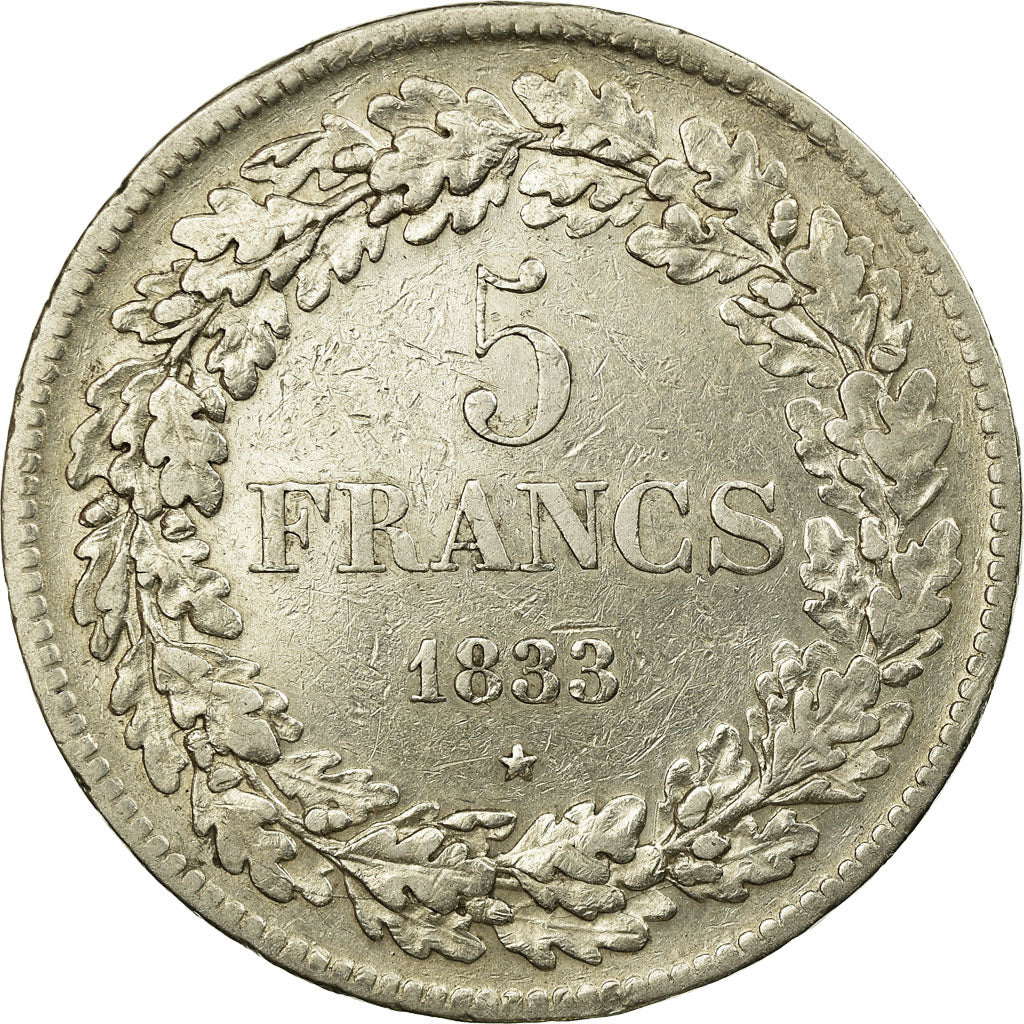 Belgium, Leopold I, 5 Francs, 1833, Brussels, Silver, EF(40-45), KM:3.1