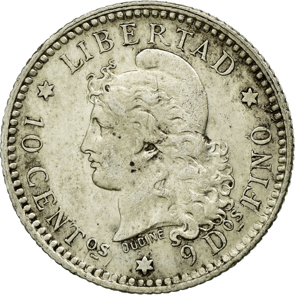 Moneta, Argentina, 10 Centavos, 1883, BB, Argento, KM:26