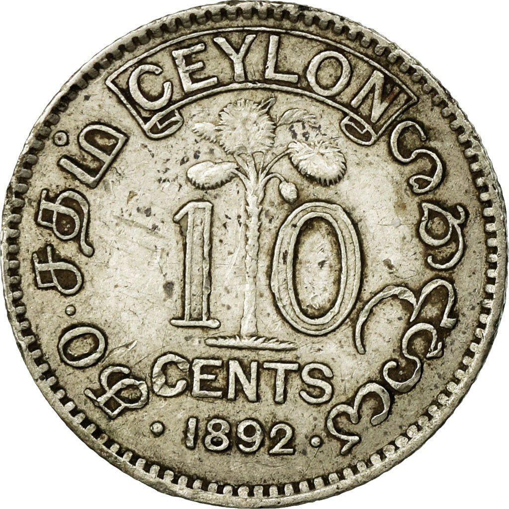 Monnaie, Ceylon, Victoria, 10 Cents, 1892, TTB, Argent, KM:94