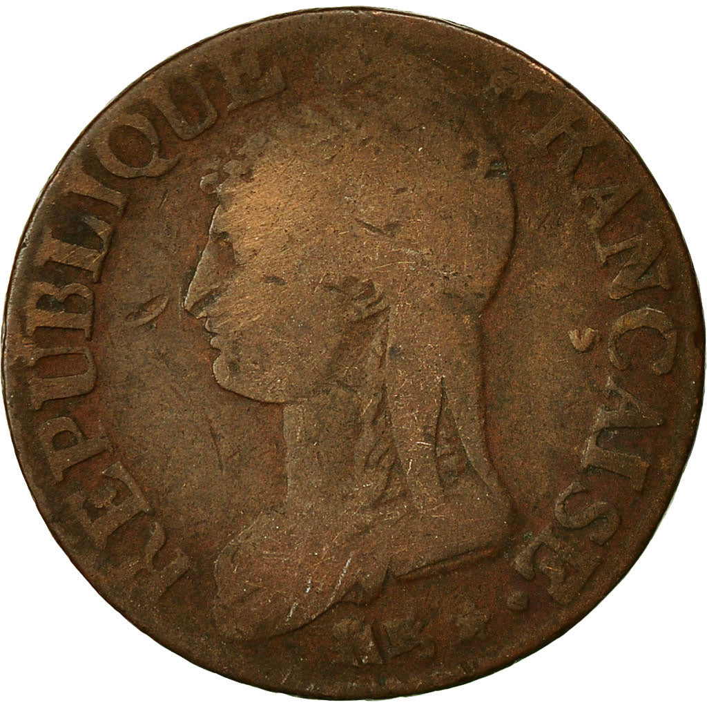 Francia, Dupré, 5 Centimes, AN 5, Paris, BC, Bronce, KM:640.1, Gadoury:126