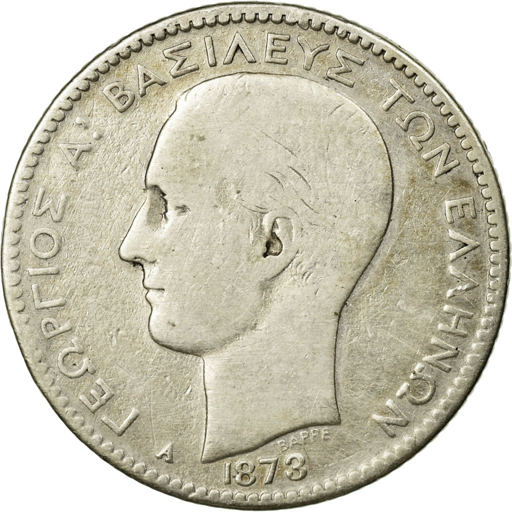 Monnaie, Grèce, George I, Drachma, 1873, Paris, B+, Argent, KM:38