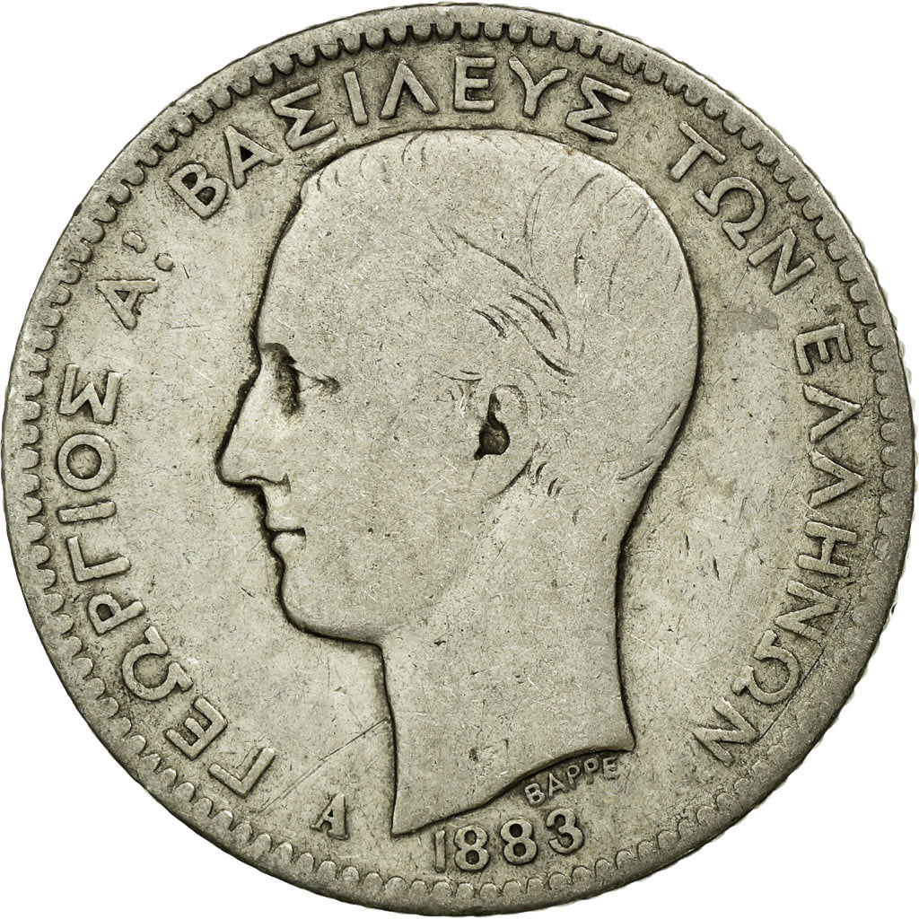 Monnaie, Grèce, George I, Drachma, 1883, Paris, TB, Argent, KM:38