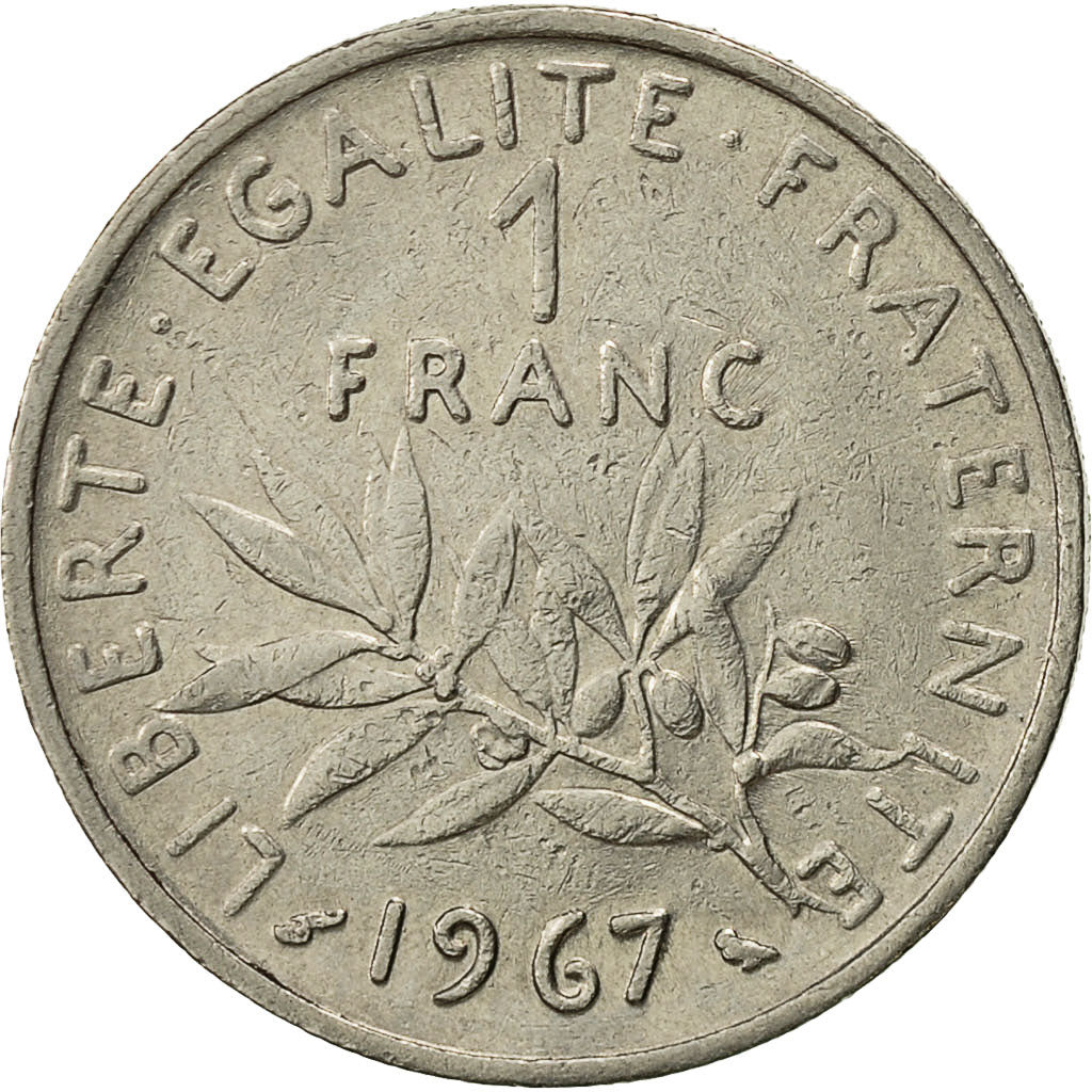 France, Semeuse, Franc, 1967, Paris, VF(30-35), Nickel, KM:925.1, Gadoury:474